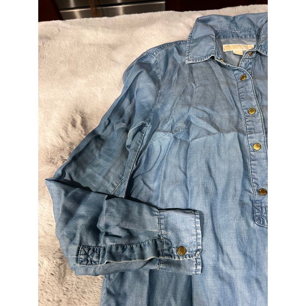 Michael Kors Denim Shirt Dress Long Sleeve Casual XS - Picture 5 of 16